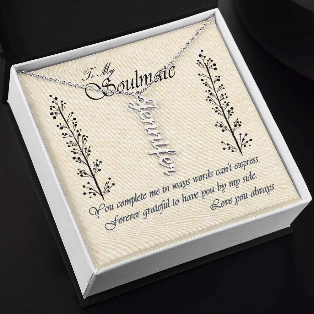 Personalized Vertical Name Necklace - Soulmate