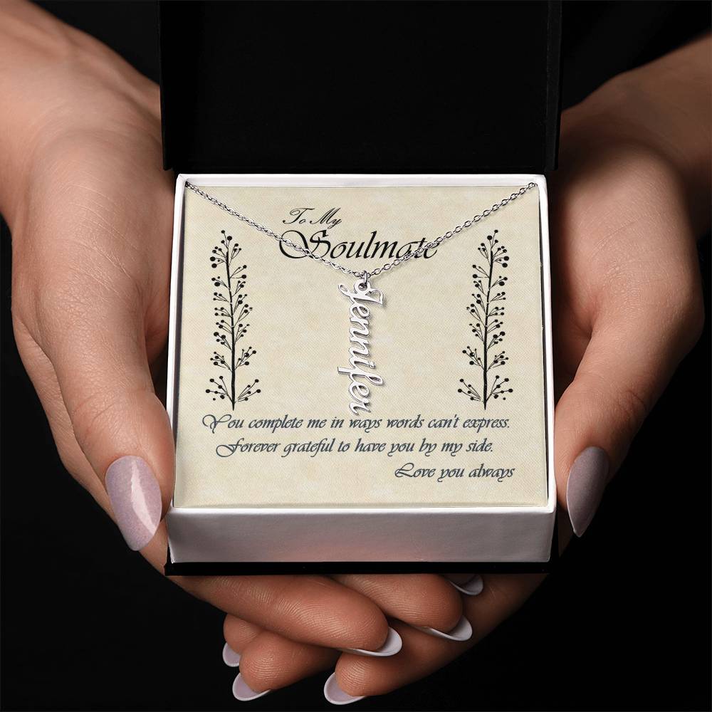 Personalized Vertical Name Necklace - Soulmate