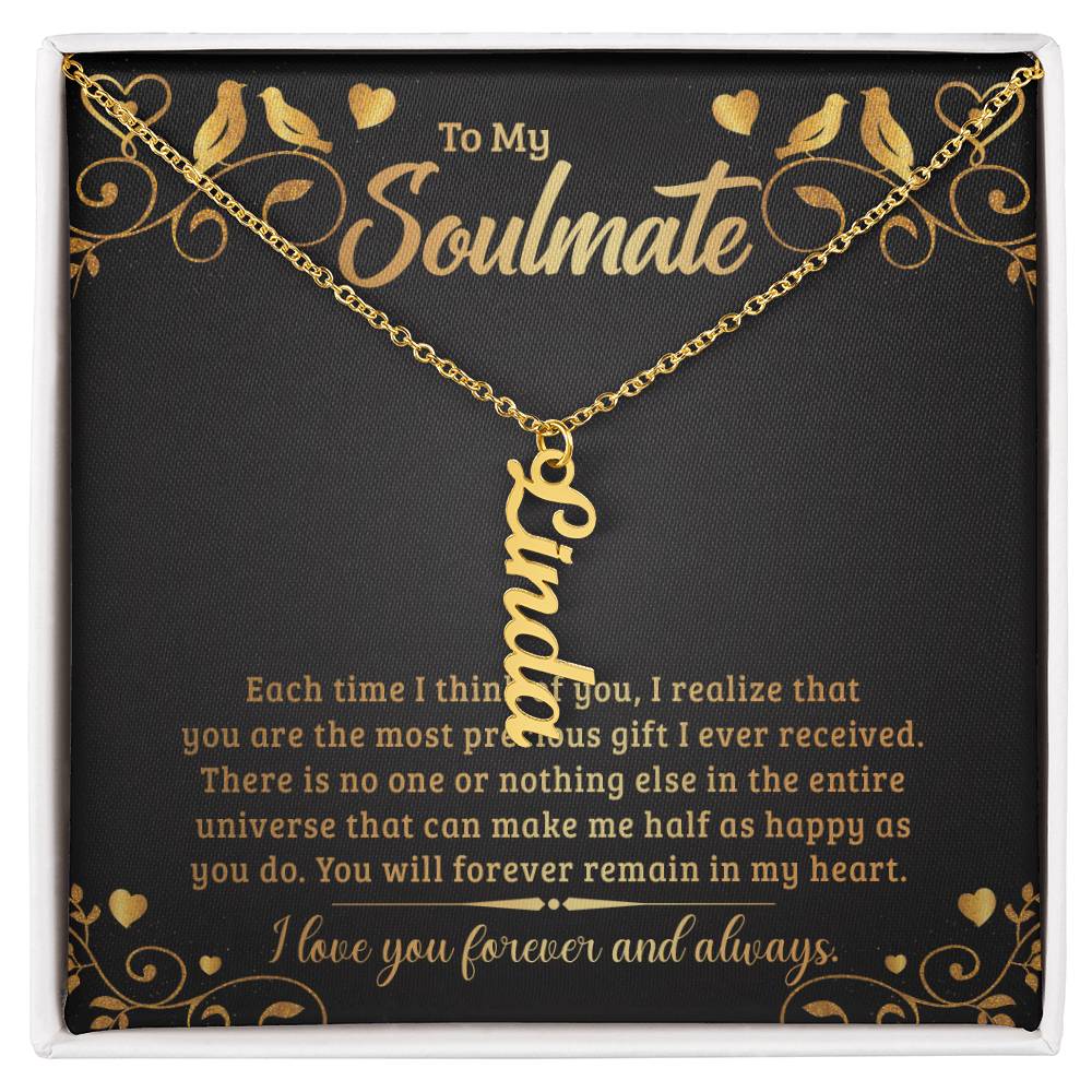 Custom Vertical Signature Name Necklace - To My Soulmate