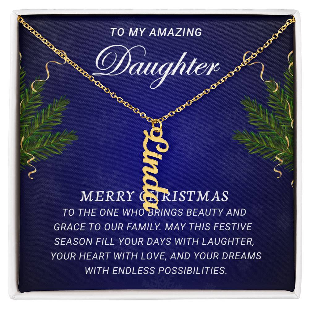 Personalized Vertical Name Necklace - Tom My Amazing Daughter