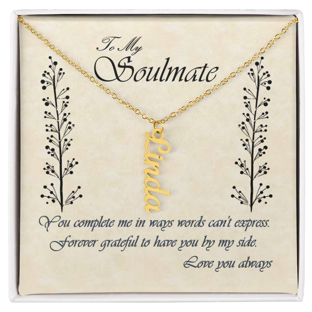 Personalized Vertical Name Necklace - Soulmate