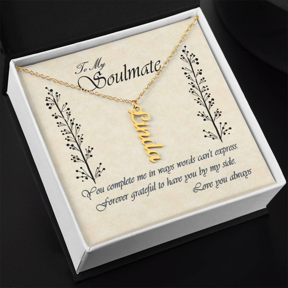 Personalized Vertical Name Necklace - Soulmate