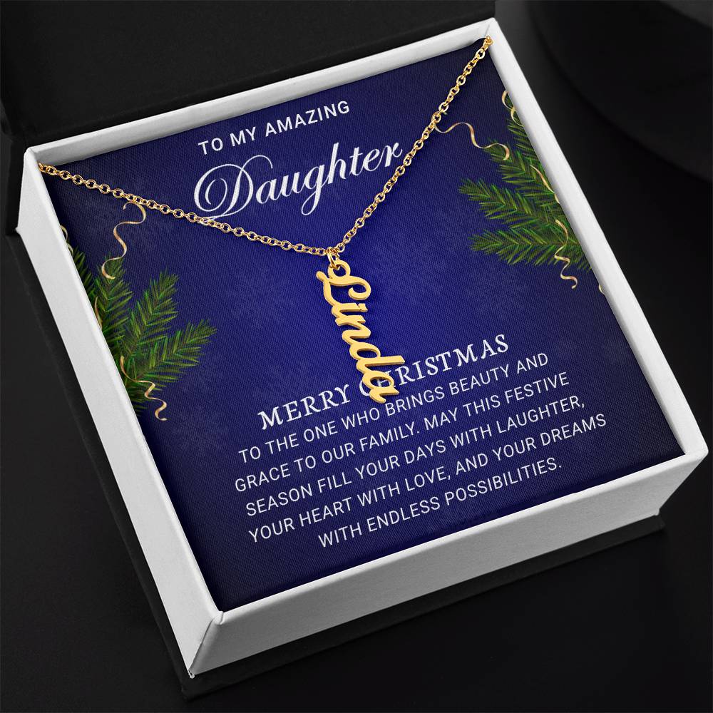 Personalized Vertical Name Necklace - Tom My Amazing Daughter