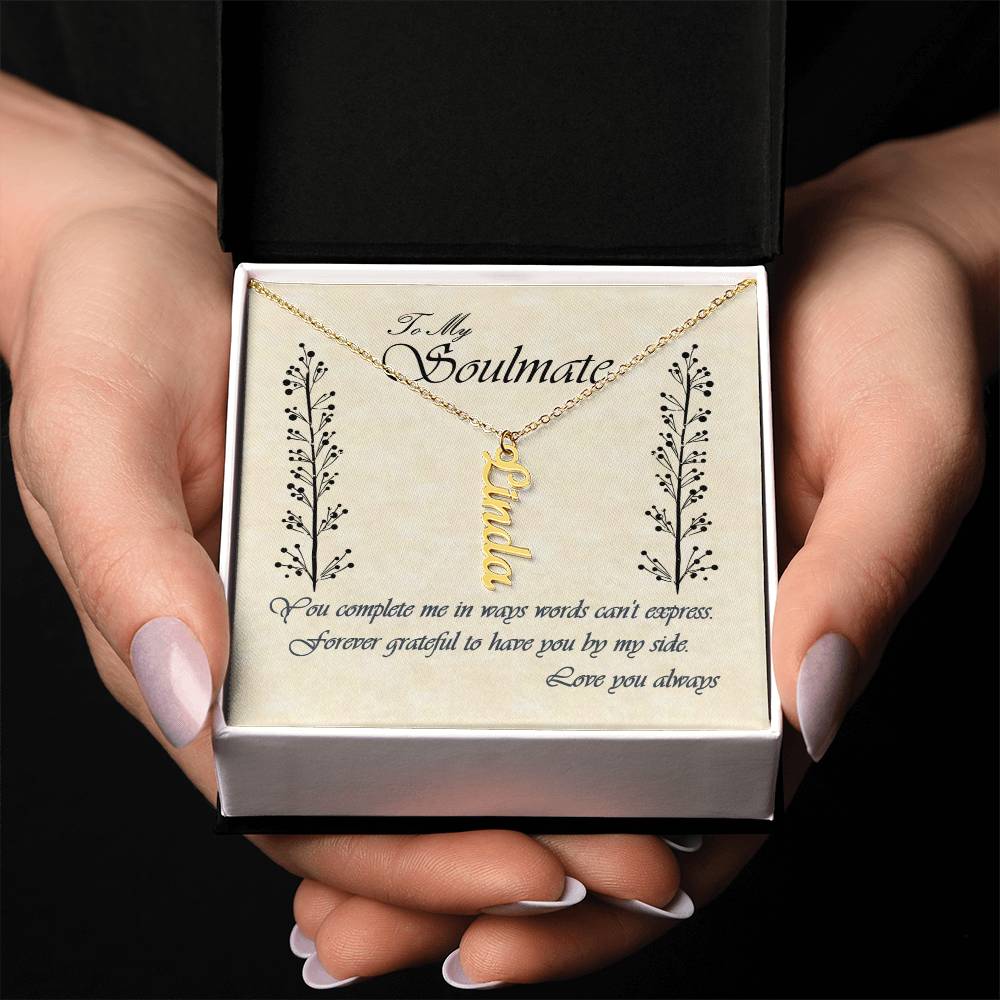 Personalized Vertical Name Necklace - Soulmate