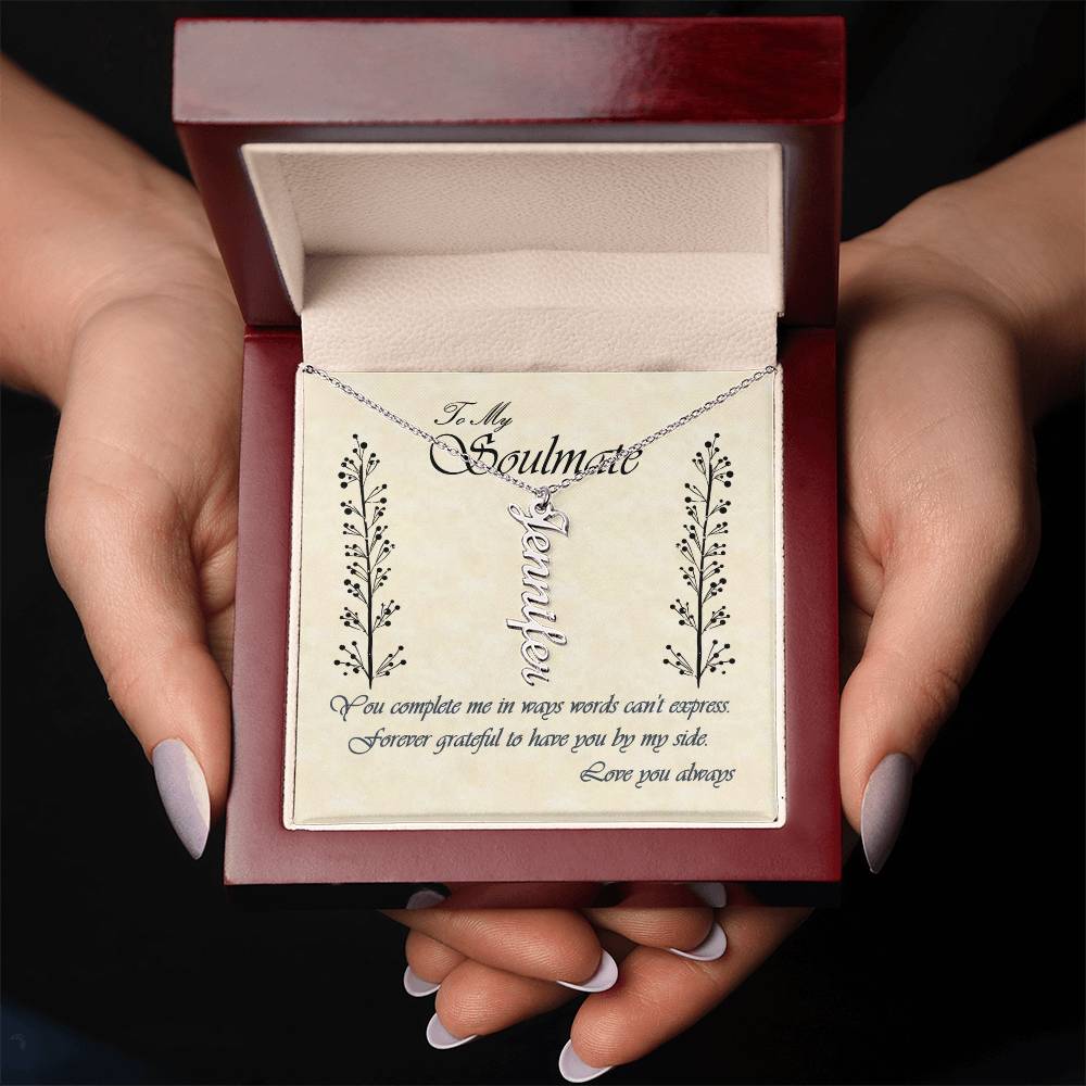 Personalized Vertical Name Necklace - Soulmate