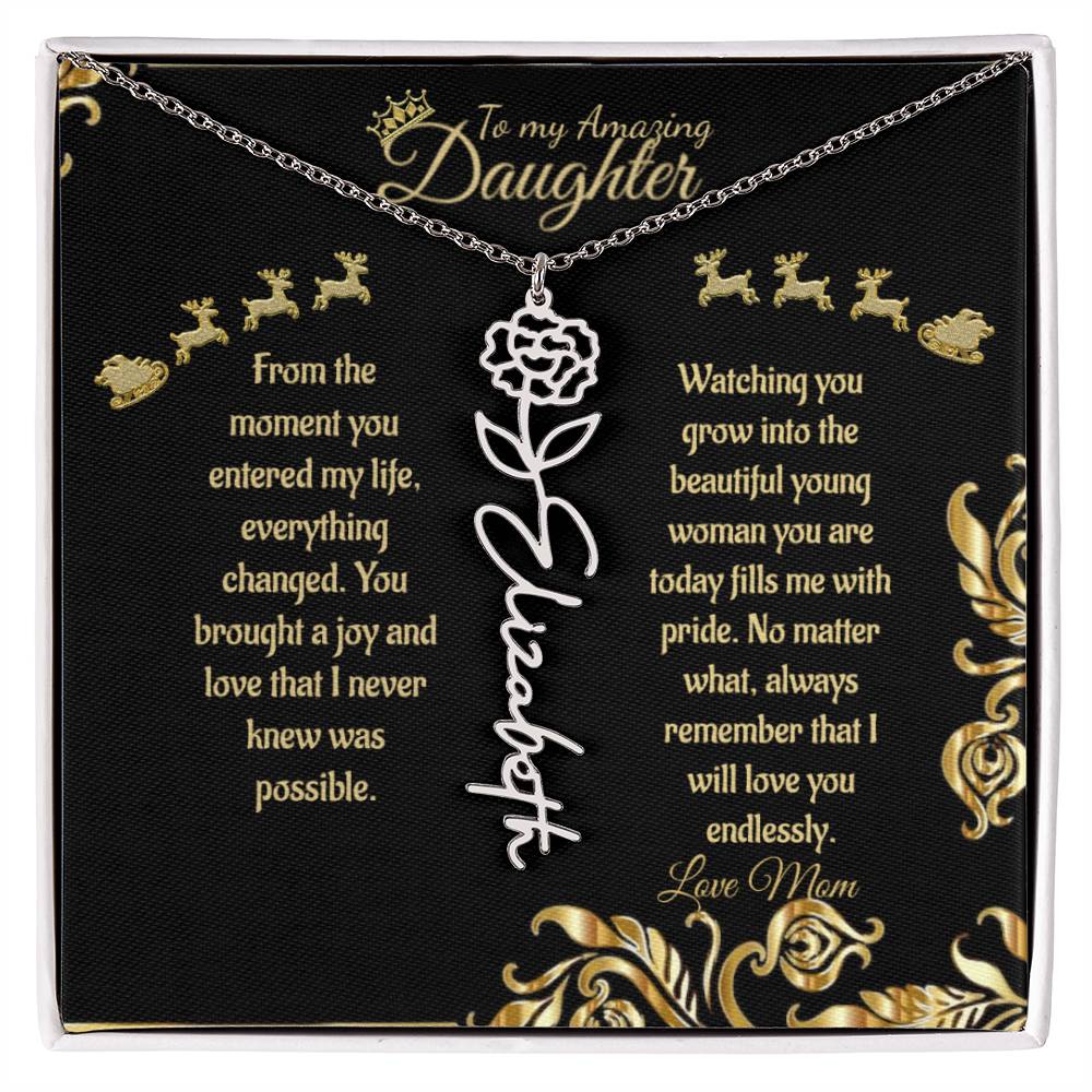 Personalized Flower Name Necklace- To My Amazing Daughter/Mom