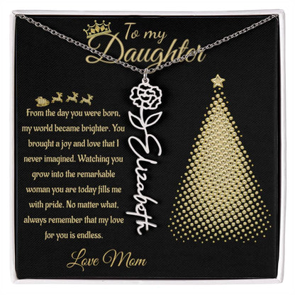 Personalized Flower Name Necklace - To My Daughter/Mom