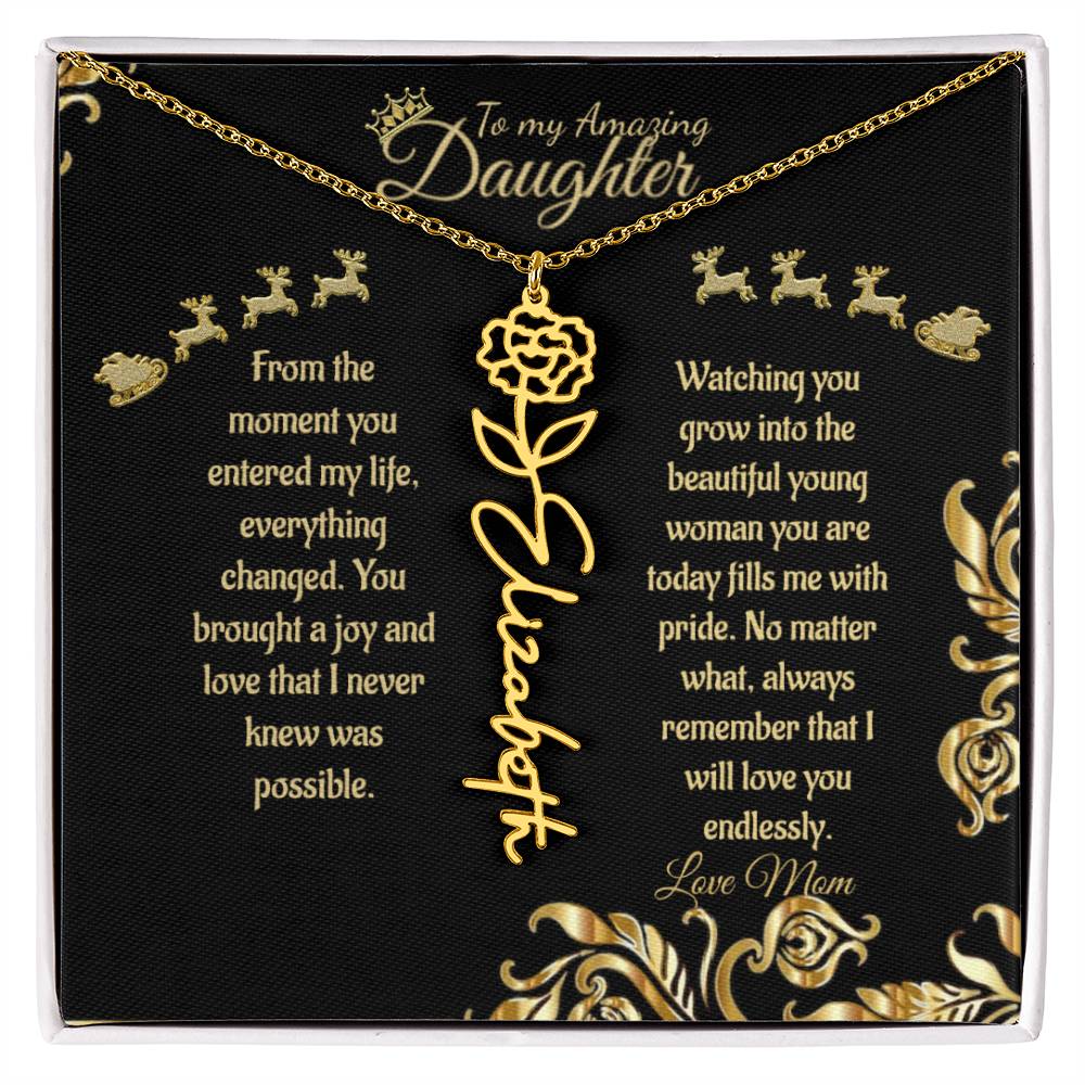 Personalized Flower Name Necklace- To My Amazing Daughter/Mom