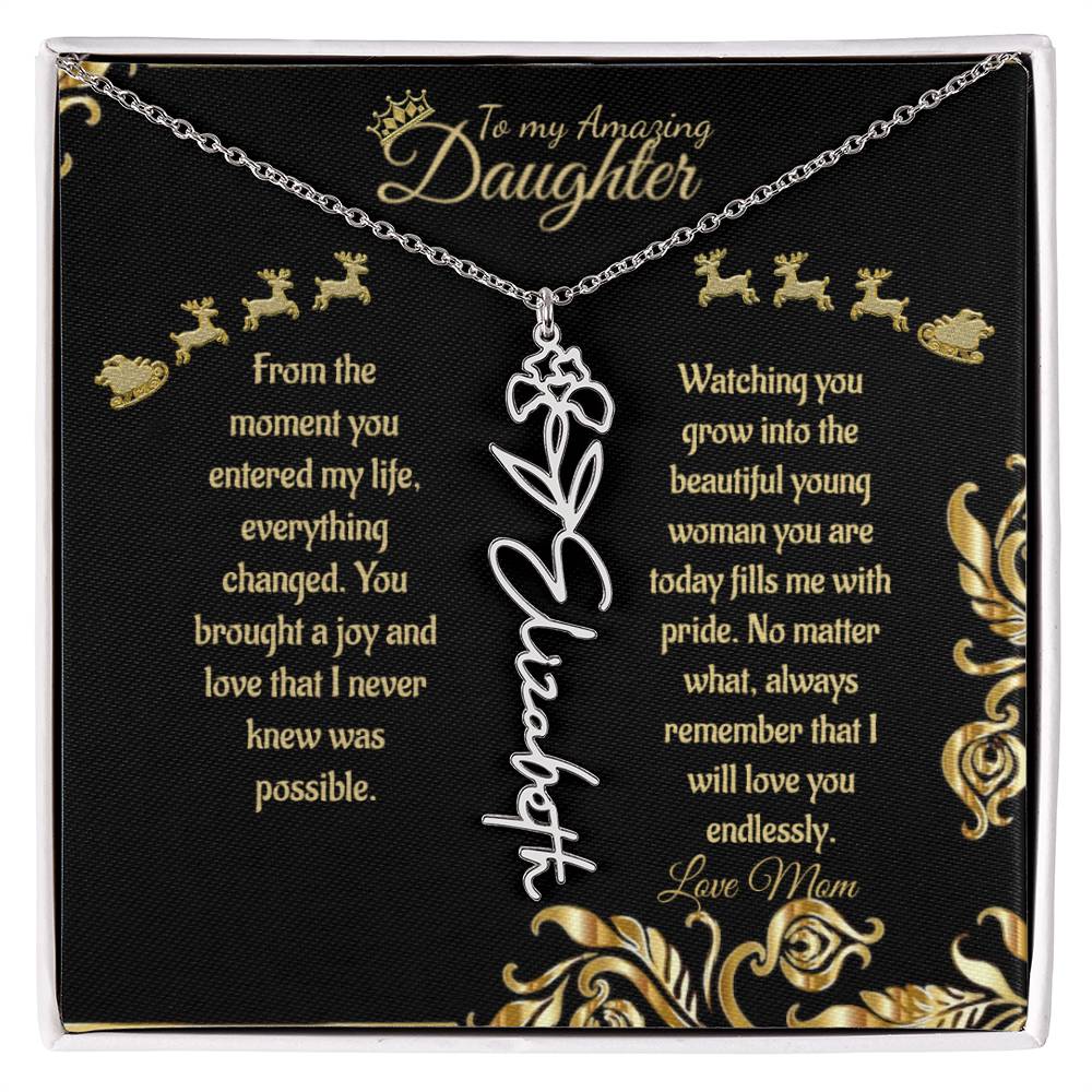 Personalized Flower Name Necklace- To My Amazing Daughter/Mom