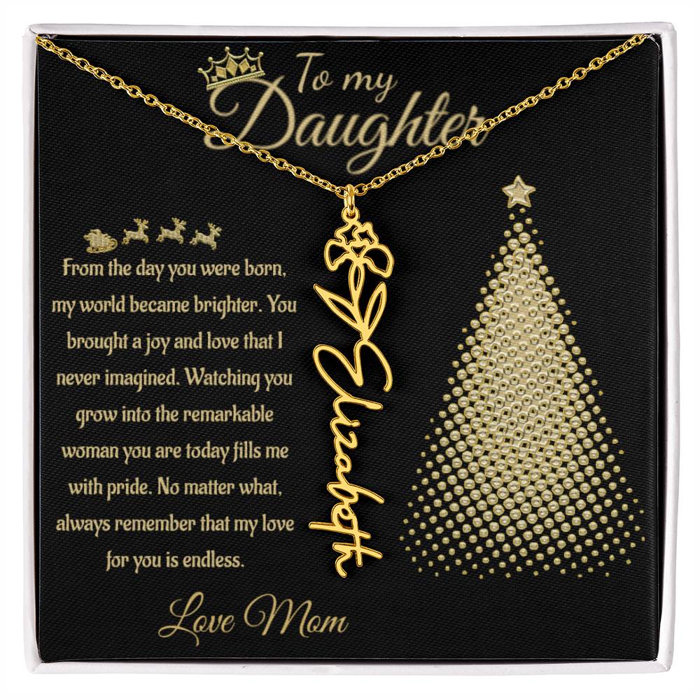 Personalized Flower Name Necklace - To My Daughter/Mom