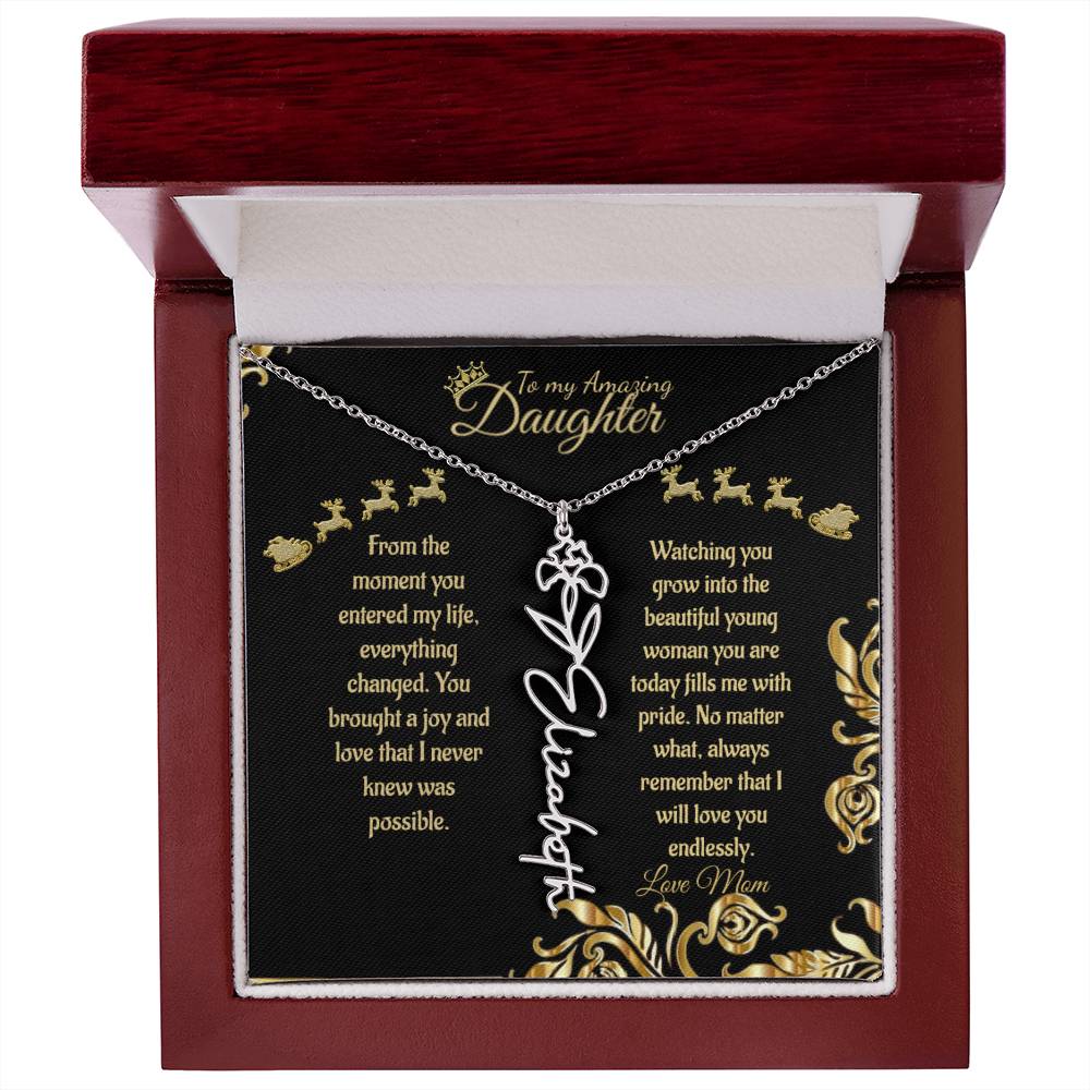 Personalized Flower Name Necklace- To My Amazing Daughter/Mom