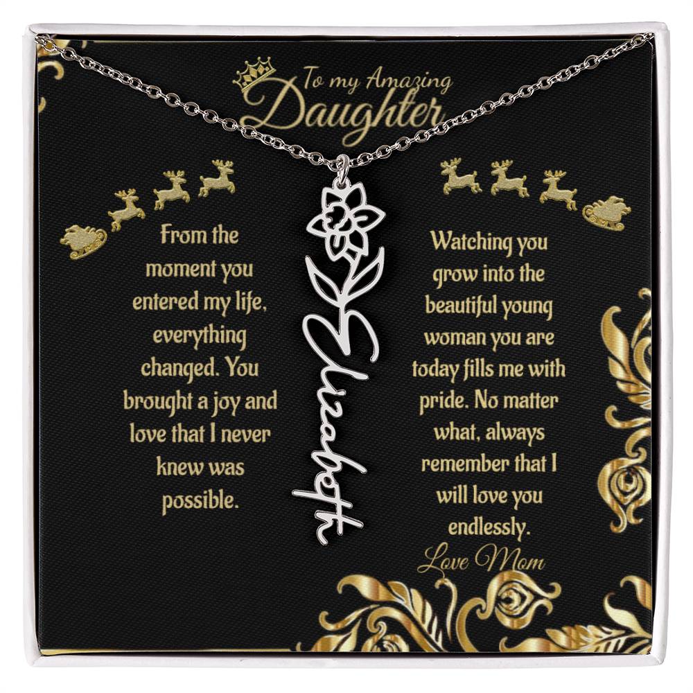 Personalized Flower Name Necklace- To My Amazing Daughter/Mom