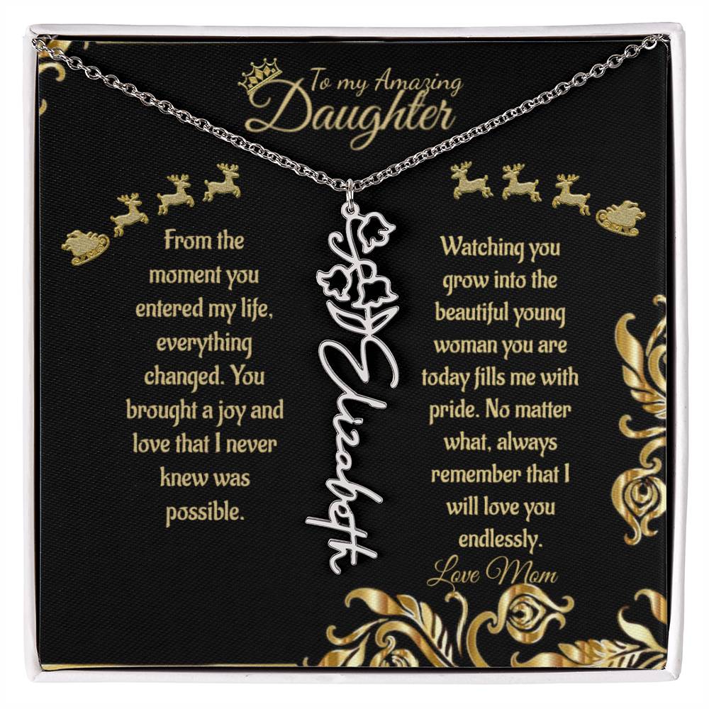 Personalized Flower Name Necklace- To My Amazing Daughter/Mom