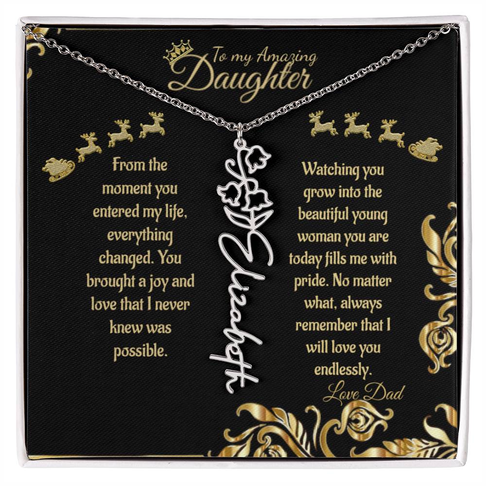 Personalize Flower Name Necklace- To My Amazing Daughter/Dad