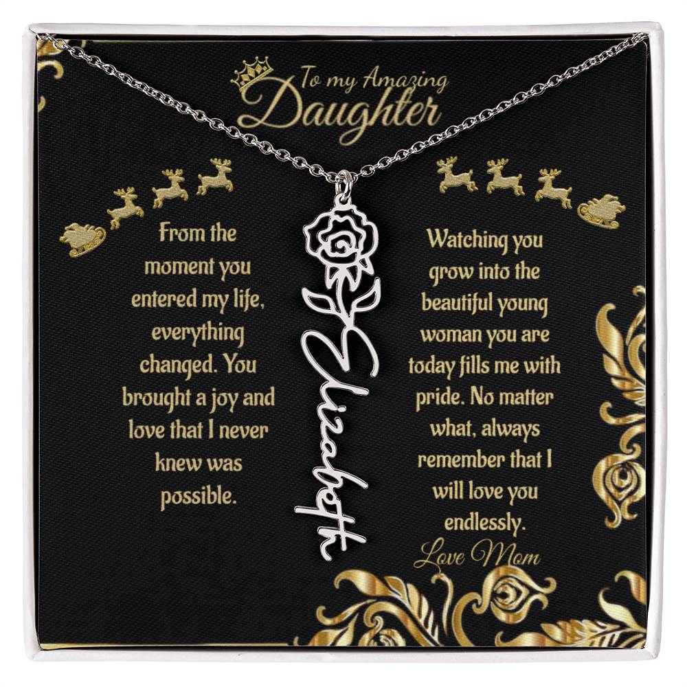 Personalized Flower Name Necklace- To My Amazing Daughter/Mom