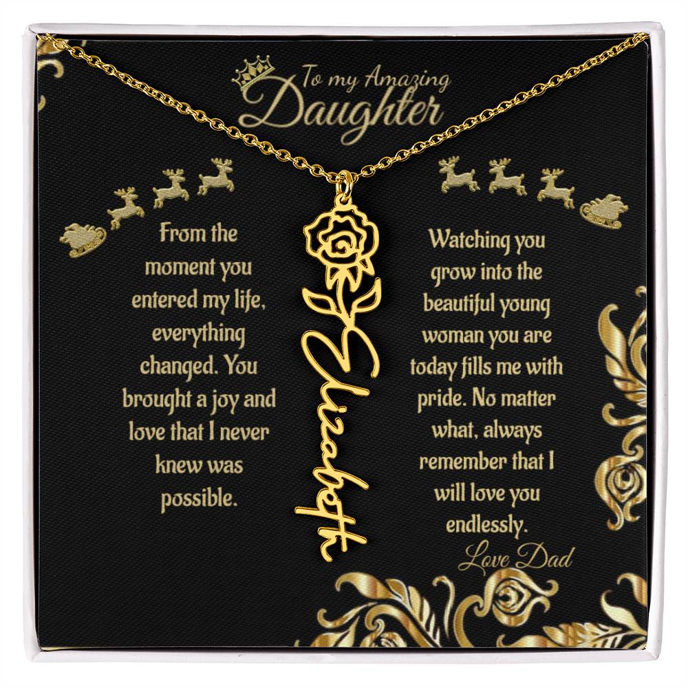 Personalize Flower Name Necklace- To My Amazing Daughter/Dad