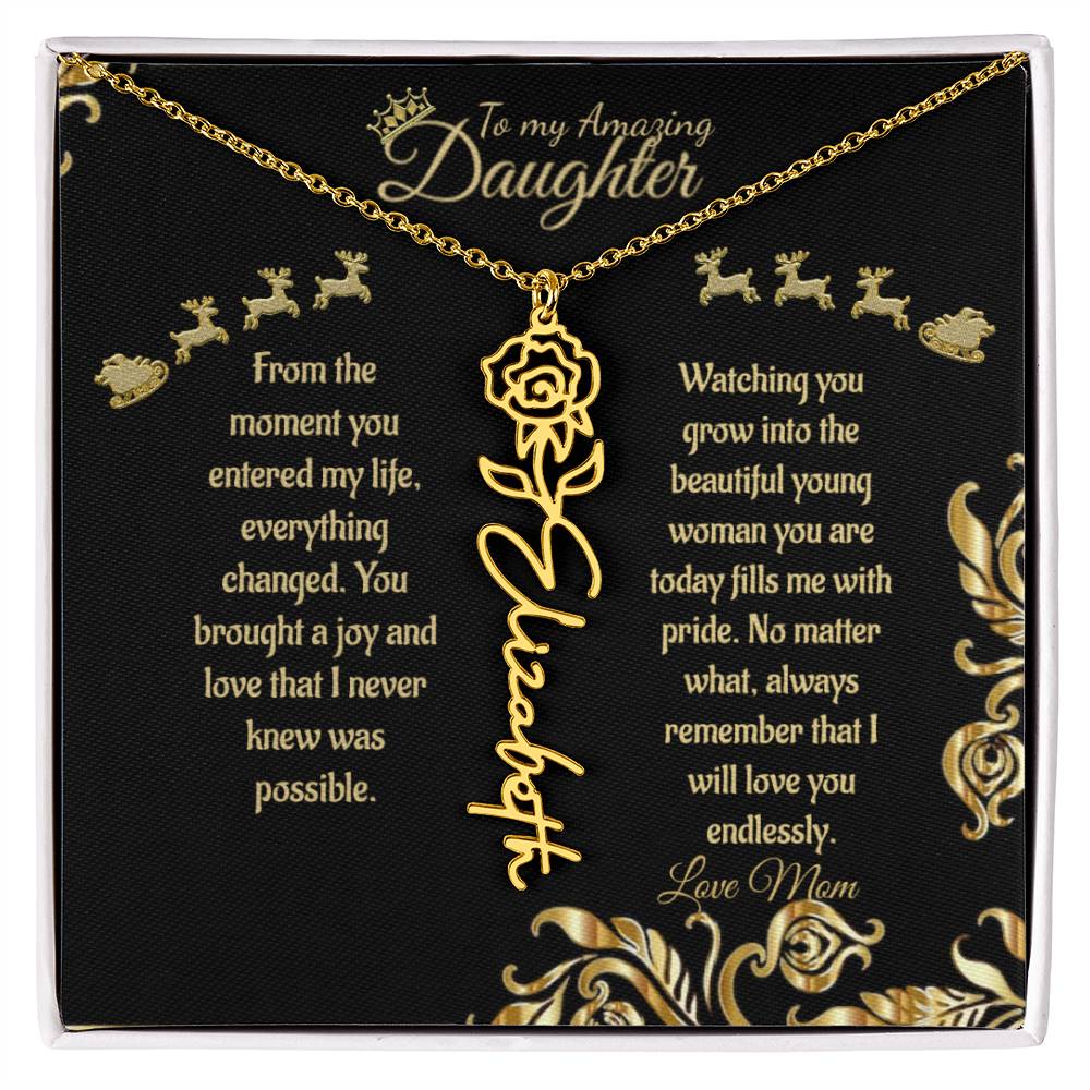 Personalized Flower Name Necklace- To My Amazing Daughter/Mom