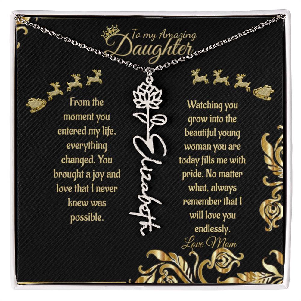 Personalized Flower Name Necklace- To My Amazing Daughter/Mom