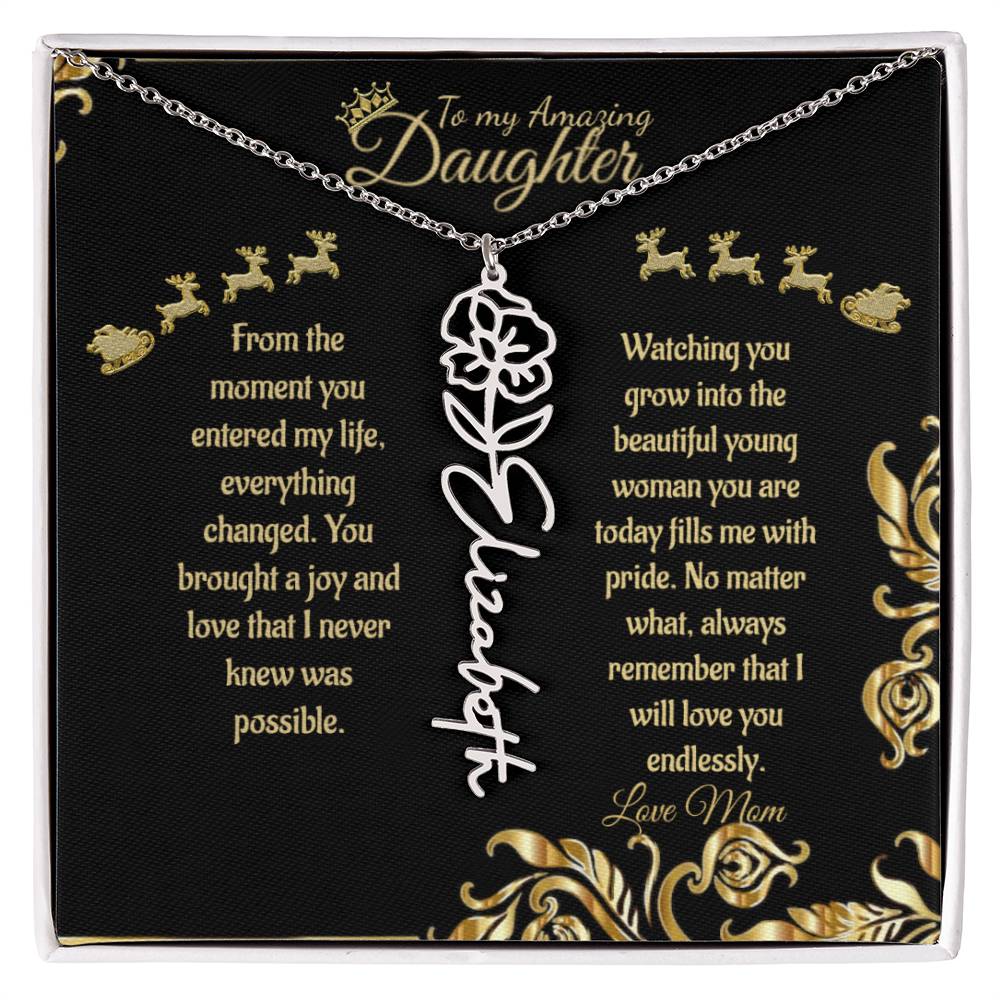 Personalized Flower Name Necklace- To My Amazing Daughter/Mom