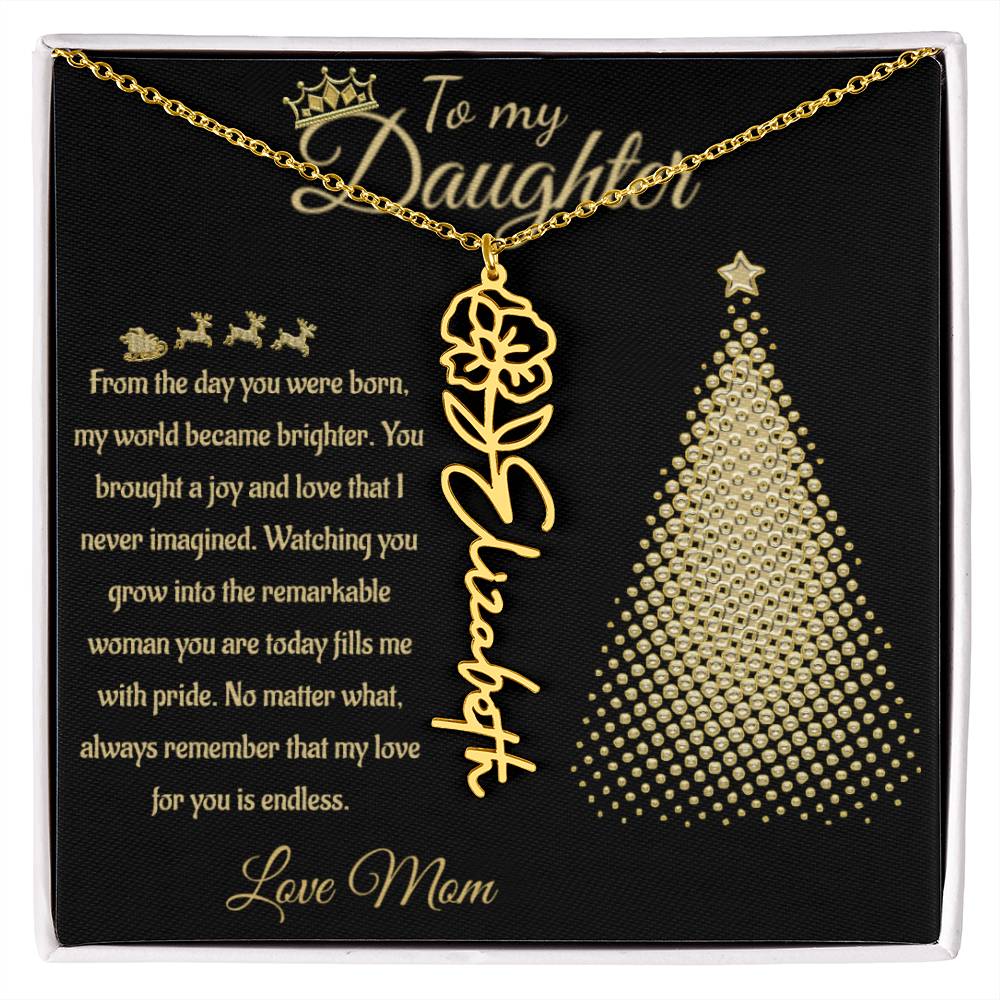 Personalized Flower Name Necklace - To My Daughter/Mom