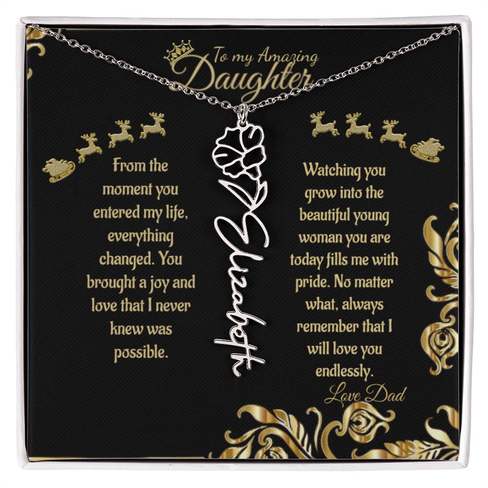 Personalize Flower Name Necklace- To My Amazing Daughter/Dad