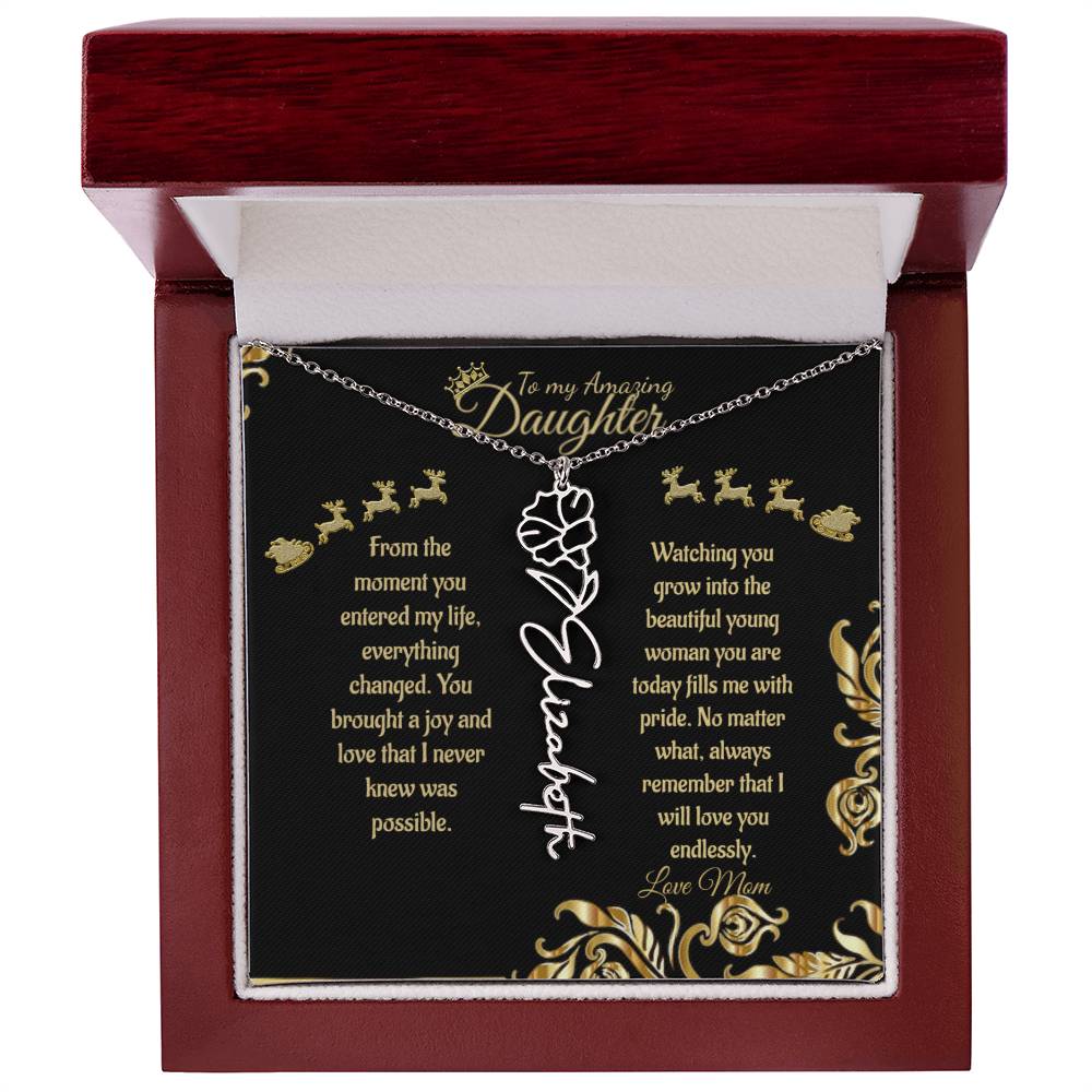 Personalized Flower Name Necklace- To My Amazing Daughter/Mom