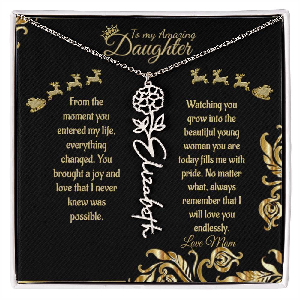 Personalized Flower Name Necklace- To My Amazing Daughter/Mom