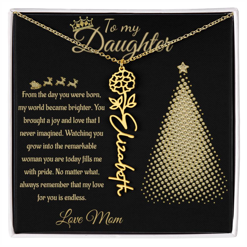 Personalized Flower Name Necklace - To My Daughter/Mom