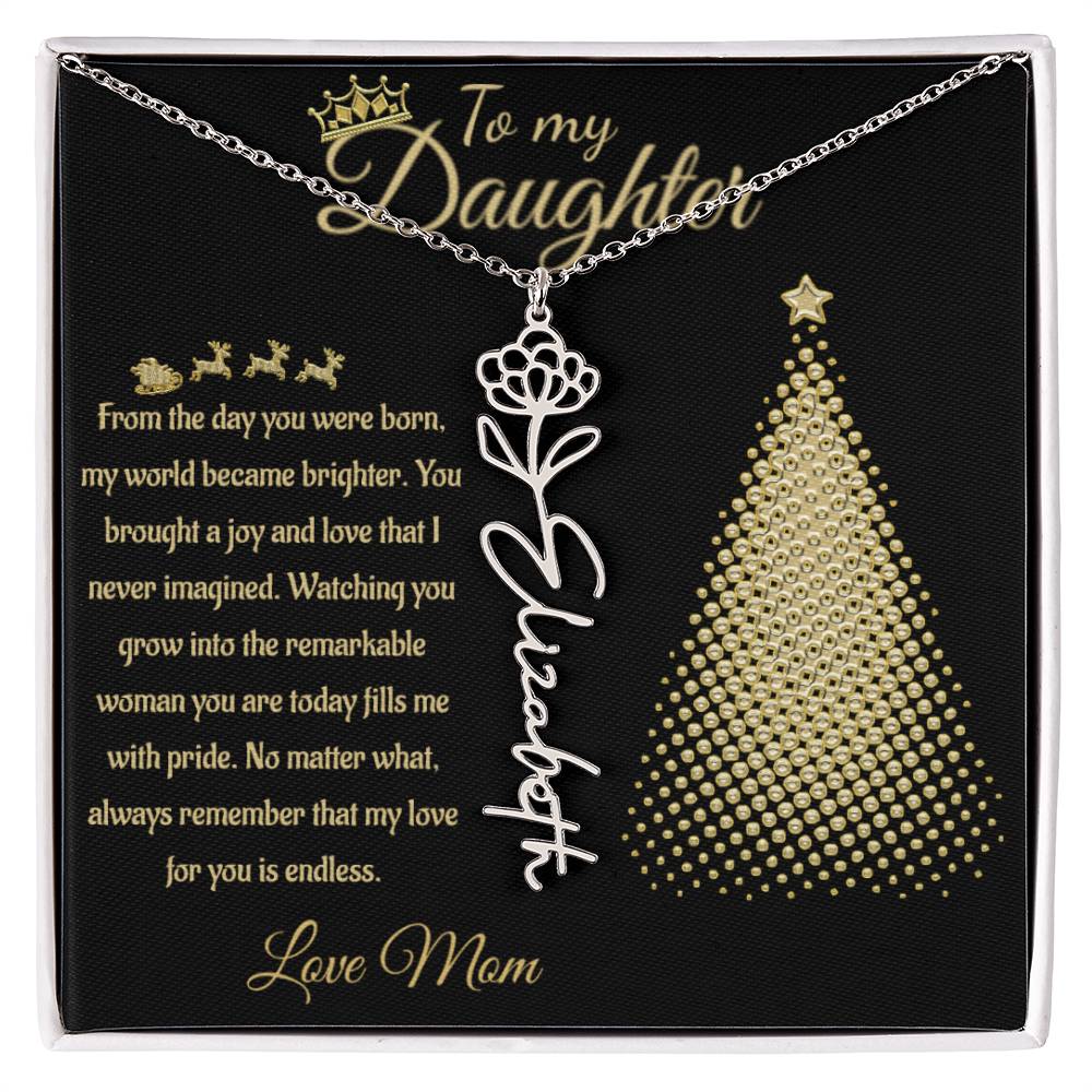 Personalized Flower Name Necklace - To My Daughter/Mom