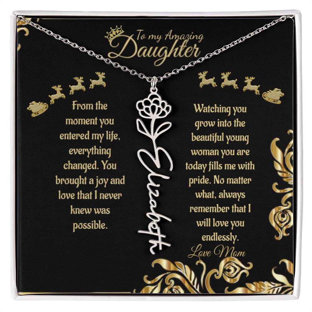 Personalized Flower Name Necklace- To My Amazing Daughter/Mom