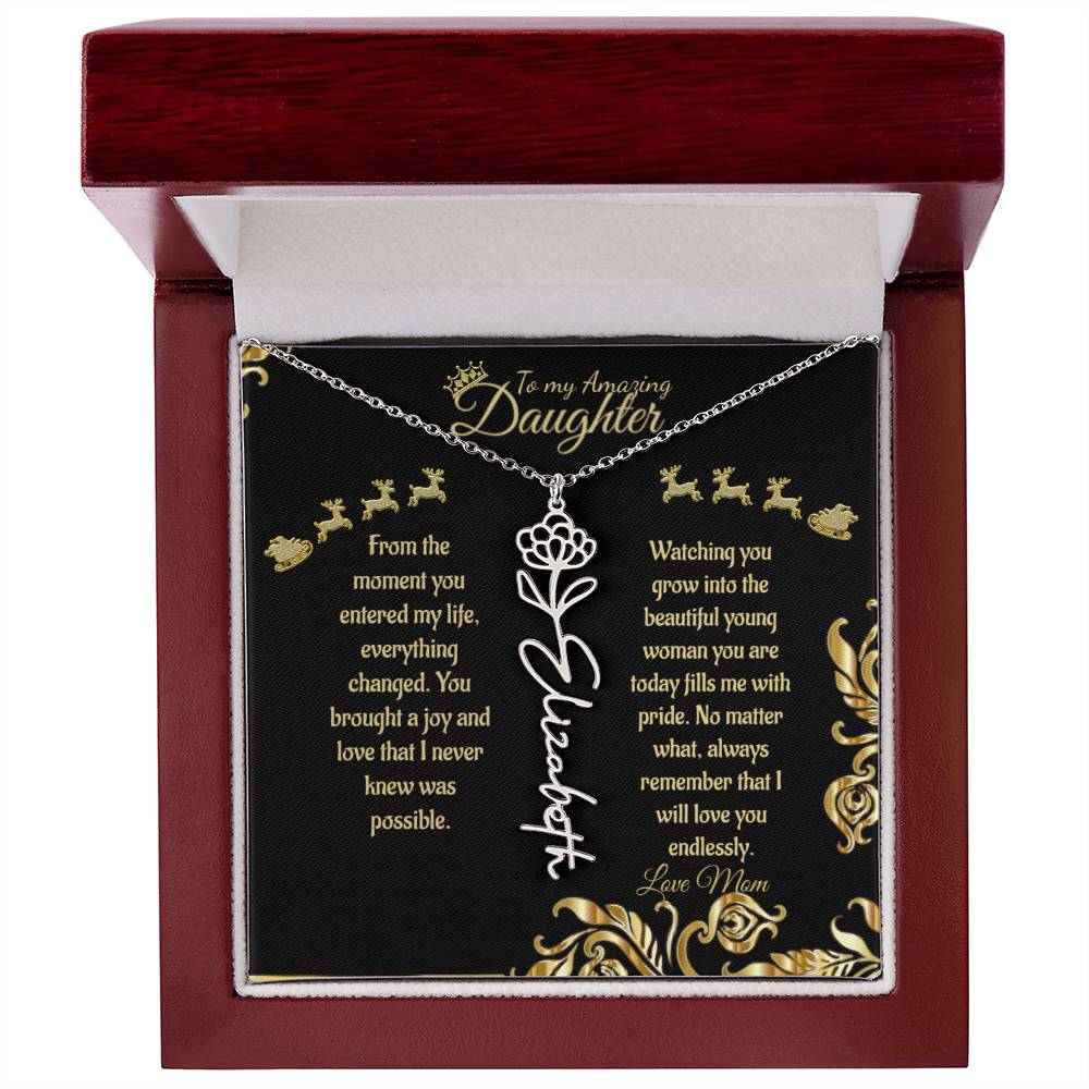 Personalized Flower Name Necklace- To My Amazing Daughter/Mom