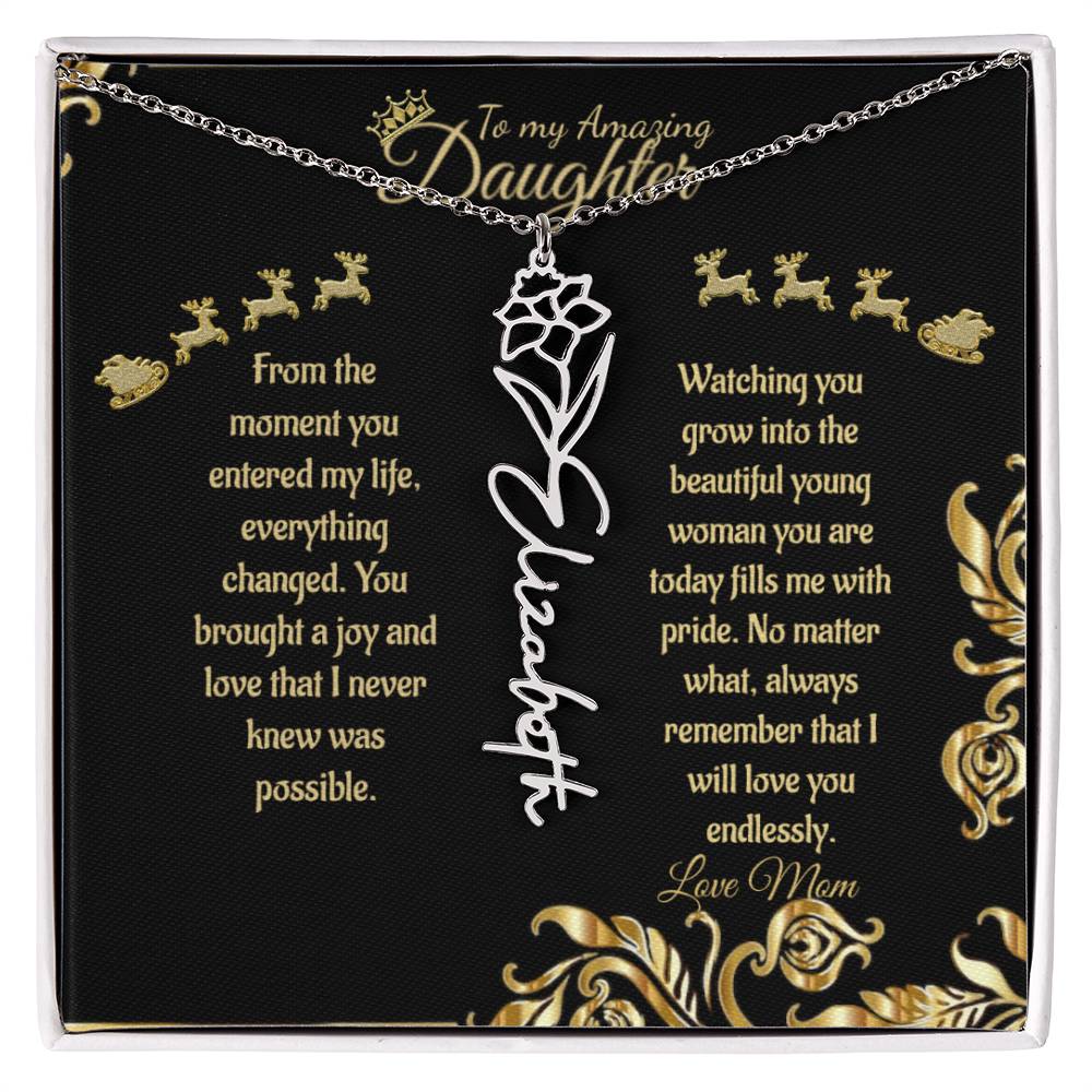 Personalized Flower Name Necklace- To My Amazing Daughter/Mom