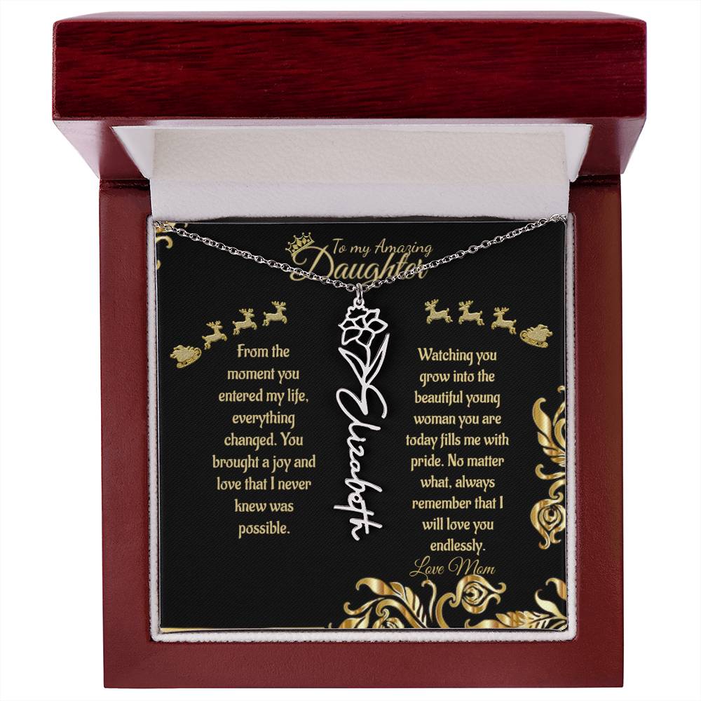 Personalized Flower Name Necklace- To My Amazing Daughter/Mom