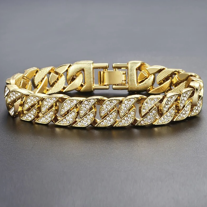 Miami Curb Cuban Chain Bracelet For Men Gold/Silver
